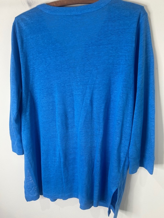 CHICO’S Soft Linen Embroidered Tunic in Poolside Blue Size 2 Large - Picture 13 of 14